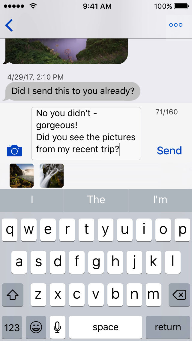 SMS conversation view